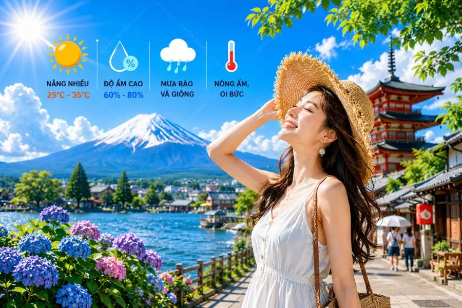 Mùa hè Nhật Bản nổi bật với tiết trời nắng đẹp, không khí sôi động và nhiều hoạt động ngoài trời hấp dẫn.