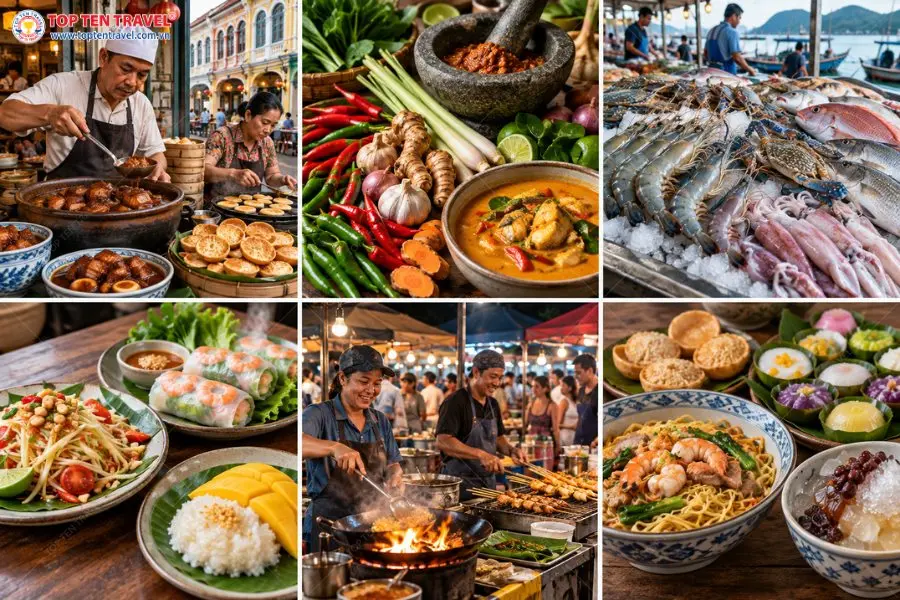 Ẩm thực Phuket nổi bật với sự giao thoa văn hóa, gia vị đậm đà và nguồn hải sản phong phú