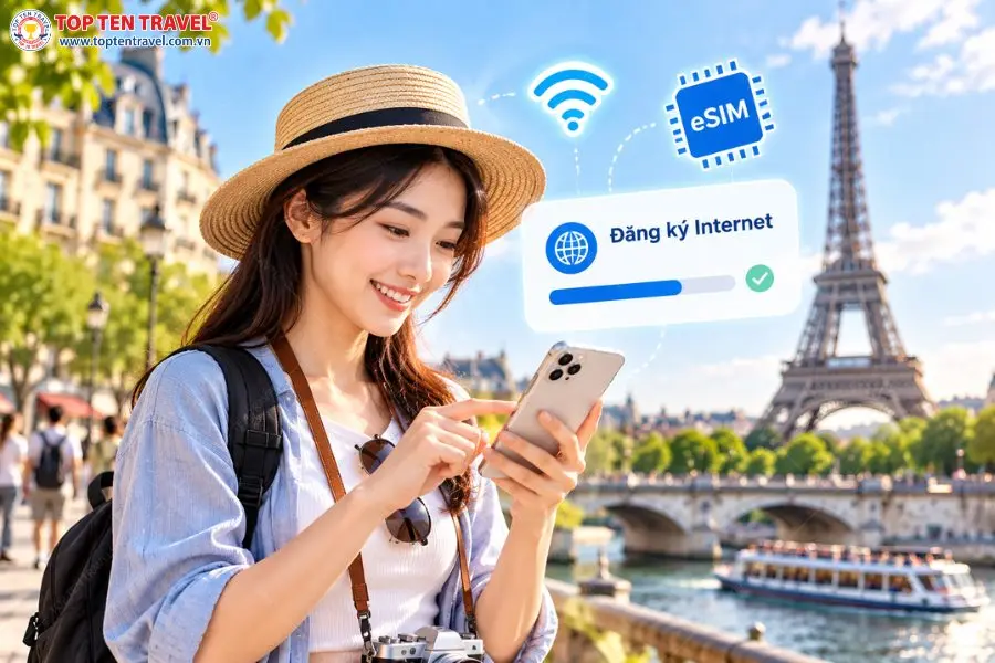 Đăng ký SIM hoặc eSIM trước chuyến đi giúp du khách chủ động kết nối Internet ngay khi đến Châu Âu