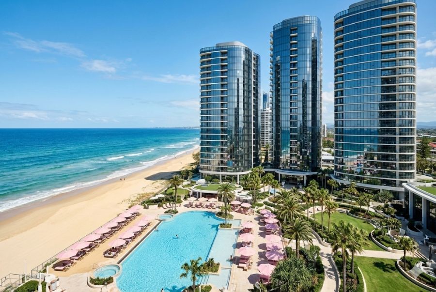 The Langham là một trong những khách sạn 5 sao cao cấp nằm trực tiếp trên bãi biển Surfers Paradise xinh đẹp