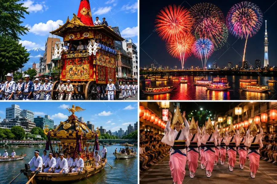 Sắc màu lễ hội mùa hè rực rỡ khắp Nhật Bản