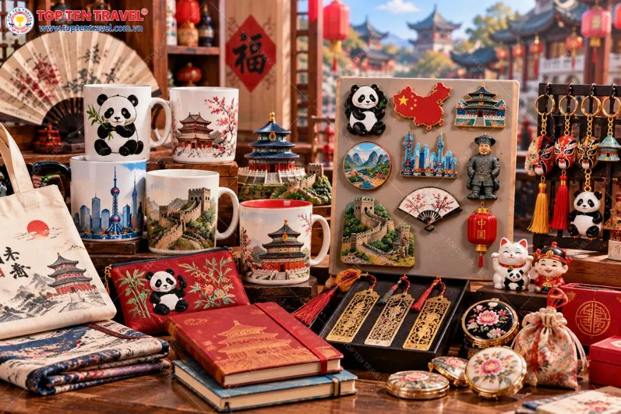 Ly in hình, móc khóa, nam châm tủ lạnh và đồ lưu niệm nhỏ xinh là những món quà dễ tìm khi du lịch Trung Quốc