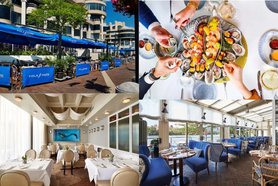 Fiola Mare là nhà hàng cao cấp chuyên về hải sản, tọa lạc tại vị trí đẹp bên bờ sông Potomac