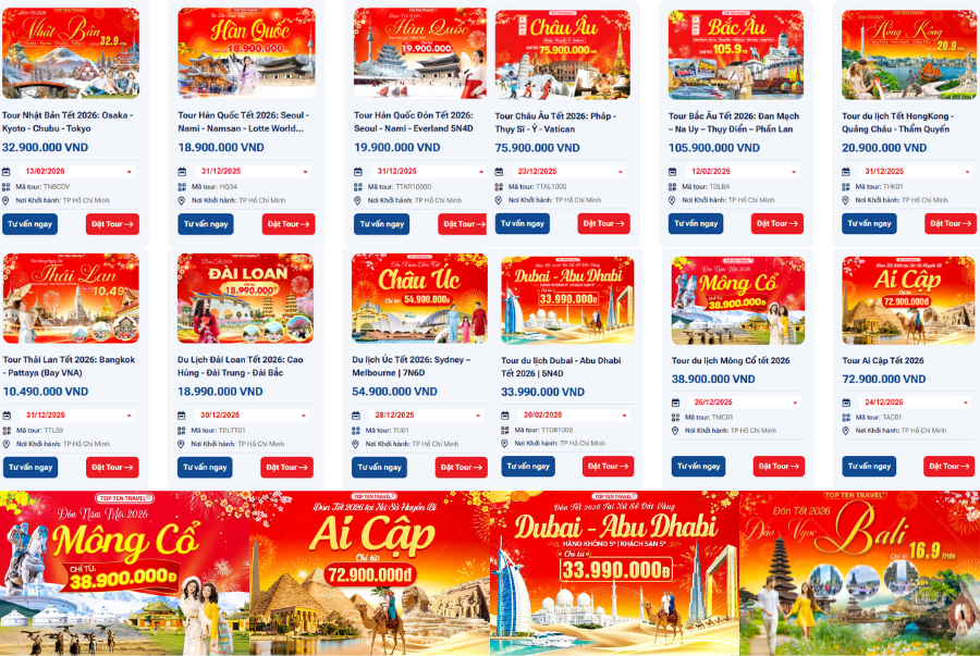 Danh sách các tour du xuân độc đáo, từ châu Á năng động, châu Âu lãng mạn đến Bắc Âu huyền bí phủ tuyết trắng tại Top Ten Travel