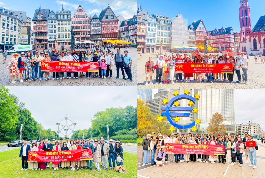Du khách tham quan và chụp ảnh lưu niệm tại các điểm đến đẹp trong tour Đức - Hà Lan - Bỉ - Pháp