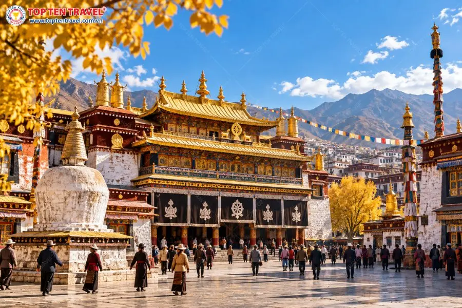 Đền Jokhang là một trong những địa điểm hành hương linh thiêng, gắn liền với đời sống tín ngưỡng của người dân Tây Tạng