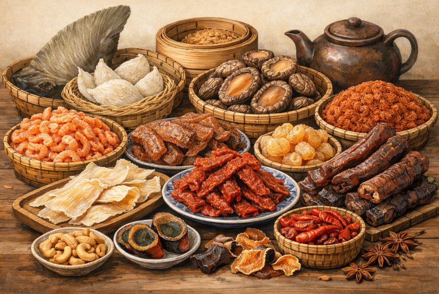 Các thực phẩm khô được đông đảo du khách lựa chọn sau chuyến du lịch Quảng Châu Trung Quốc