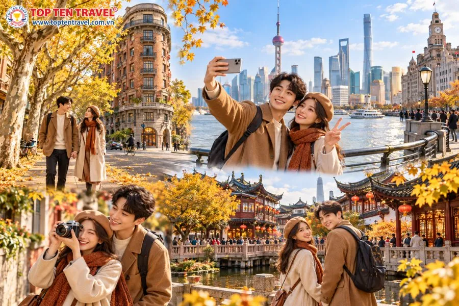 Thượng Hải mùa thu là thời điểm lý tưởng để du khách dạo bước và checkin trên những con phố rợp lá vàng