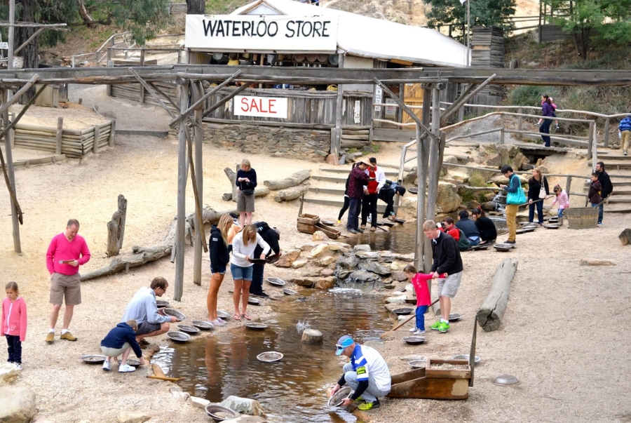 Khi đến đồi mỏ vàng Sovereign du khách sẽ được trải nghiệm đãi vàng tại suối nhân tạo