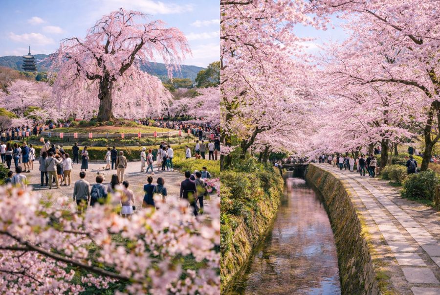Khung cảnh mùa xuân rực rỡ tại Con đường Triết Gia và Công viên Maruyama