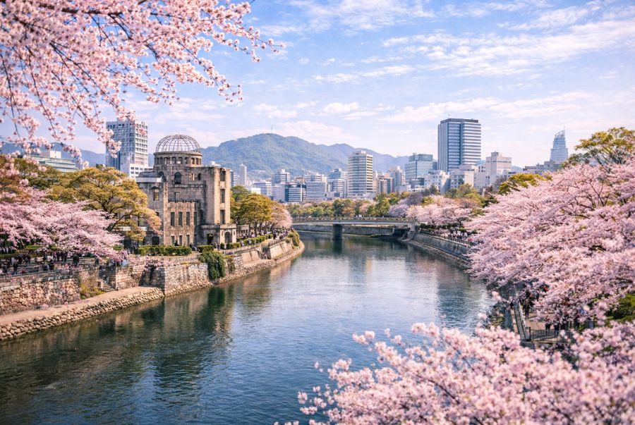 Mùa xuân tại Hiroshima sở hữu chiều sâu lịch sử hòa cùng bầu không khí yên bình đặc trưng