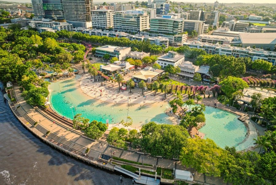 Toàn cảnh South Bank Parklands nhìn từ trên cao