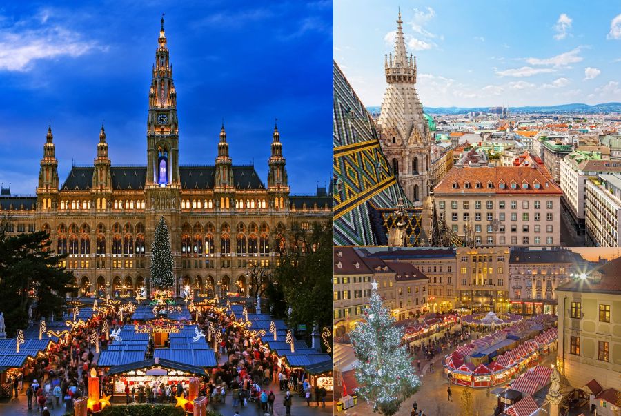 Vienna rực rỡ trong không khí lễ hội với những buổi hòa nhạc đầu năm và chợ mùa đông đầy màu sắc
