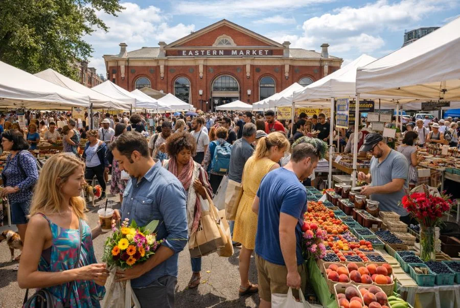Chợ Eastern Market là nơi du khách có thể trải nghiệm nhiều hoạt động đặc sắc
