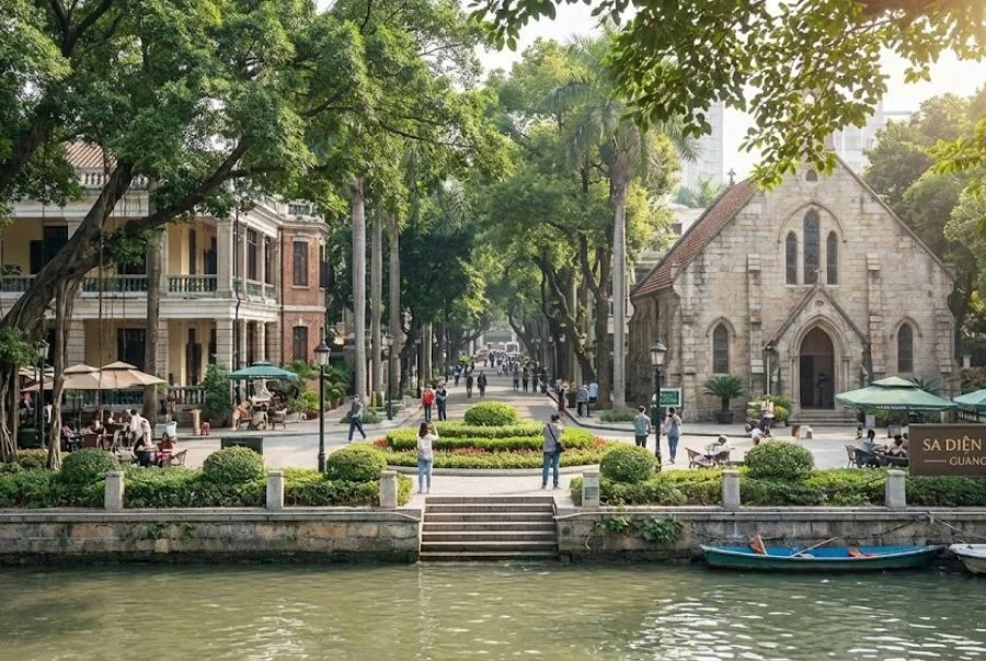 Sa Diện là khu vực mang đậm dấu ấn kiến trúc châu Âu vô cùng tráng lệ