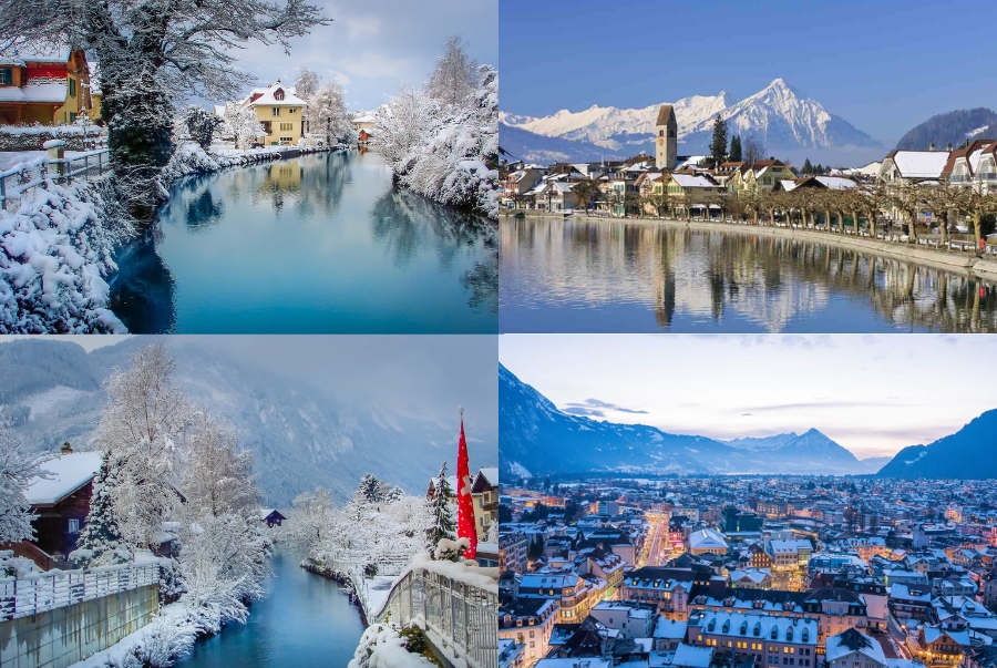 Mùa đông tại Interlaken rơi dày từ tháng 12 đến tháng 2 năm sau