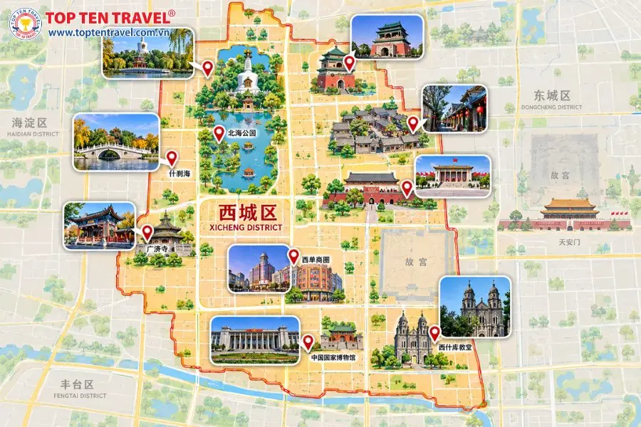 Tây Thành sở hữu nhiều địa điểm du lịch nằm ngay tại trung tâm