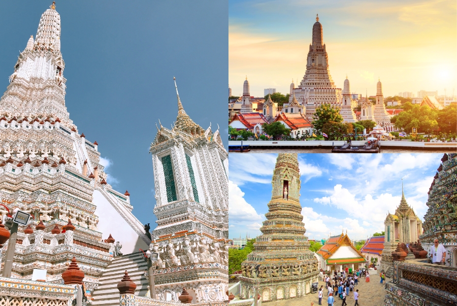 Điểm ấn tượng nhất của chùa Wat Arun chính là ngọn tháp cao hơn 70 mét