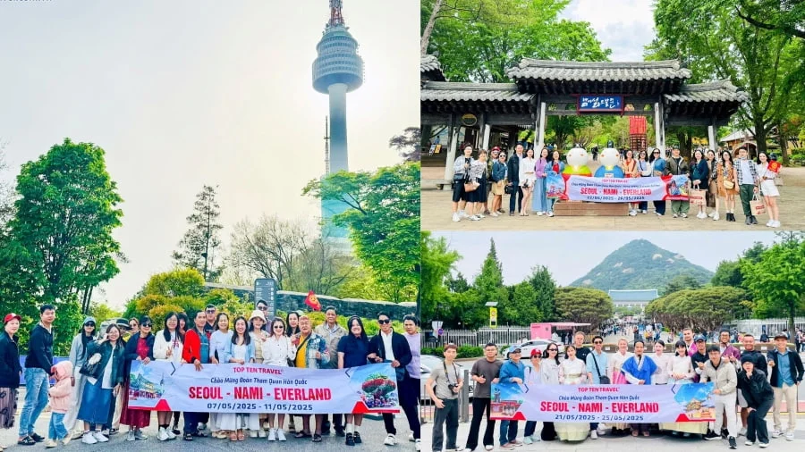 Đoàn khách Top Ten Travel trên hành trình khám phá các địa điểm du lịch đẹp tại Hàn Quốc