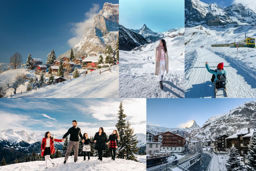 Khung cảnh tuyết phủ trắng xóa tại Thụy Sĩ mùa đông