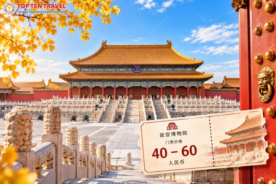 Giá vé Tử Cấm Thành giao động trong khoảng 40 đến 60 nhân dân tệ