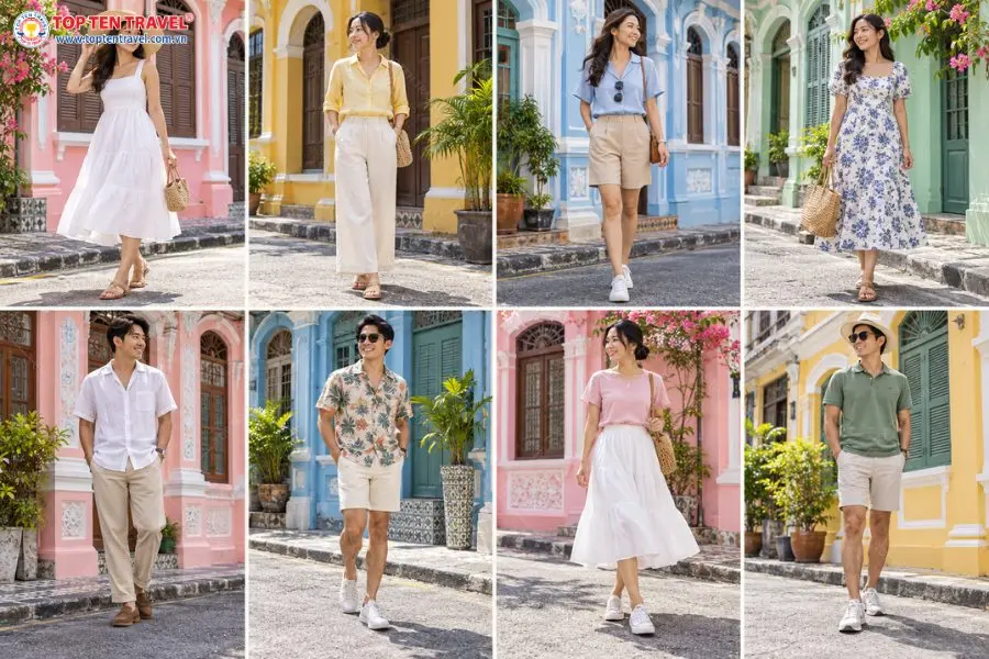 Những cách gợi ý phối đồ thoải mái, nổi bật khi dạo chơi phố cổ Phuket