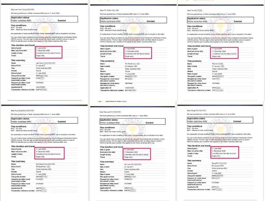 Hàng loạt visa úc thành công đổ bộ tại Top Ten Travel mỗi ngày