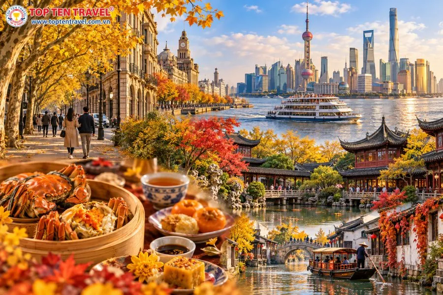 Thượng Hải mùa thu mang đến nhiều trải nghiệm hấp dẫn, từ dạo phố ngắm lá vàng đến khám phá vẻ đẹp hiện đại và cổ kính