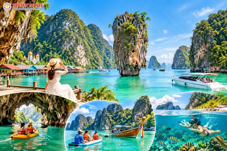 Vịnh Phang Nga mang đến nhiều trải nghiệm thú vị giữa khung cảnh núi đá vôi kỳ vĩ