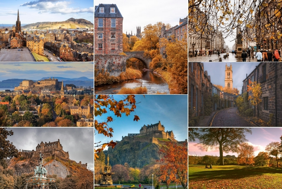 Mỗi góc phố ở Edinburgh đều được phủ kín bởi lá thu vàng mang đến nét cổ kính và lãng mạn