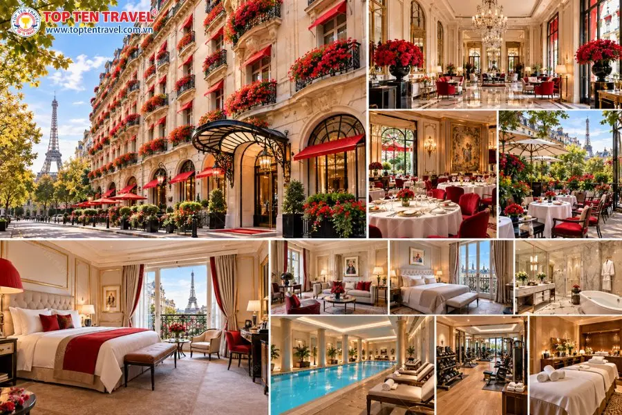 Hotel Plaza Athénée là một trong những khách sạn sang trọng tại Paris với phong cách thanh lịch và hệ thống tiện ích cao cấp