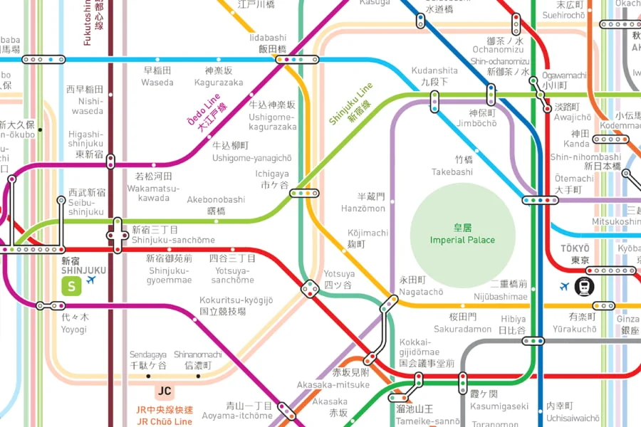 Hệ thống tàu điện ngầm Tokyo bao gồm nhiều tuyến, phủ khắp thủ đô Nhật Bản