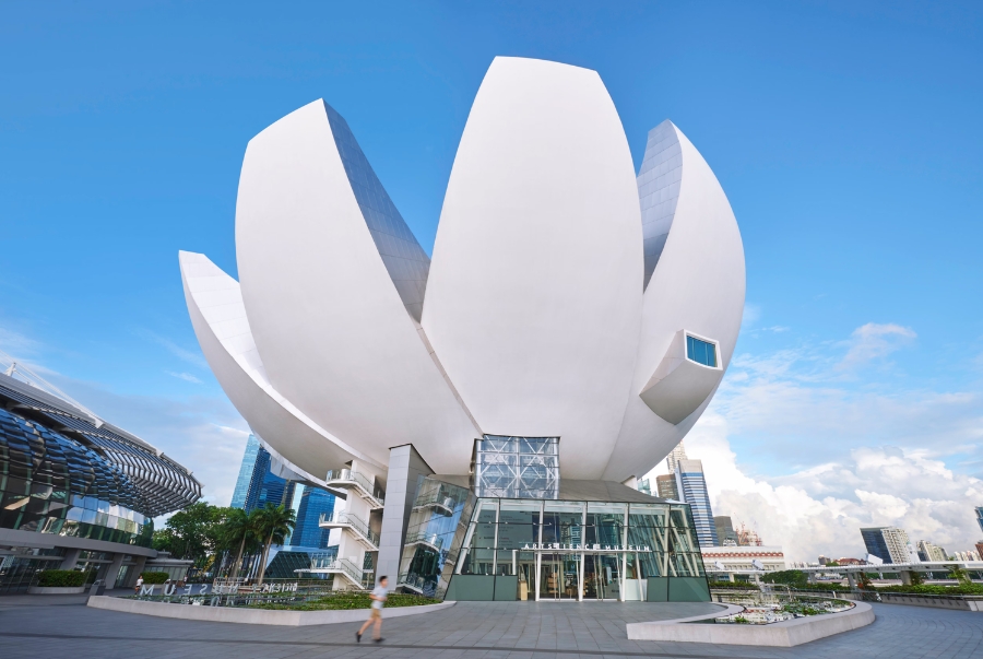 ArtScience Museum là một công trình nghệ thuật độc đáo của Singapore lấy cảm hứng từ hình bông sen đang nở