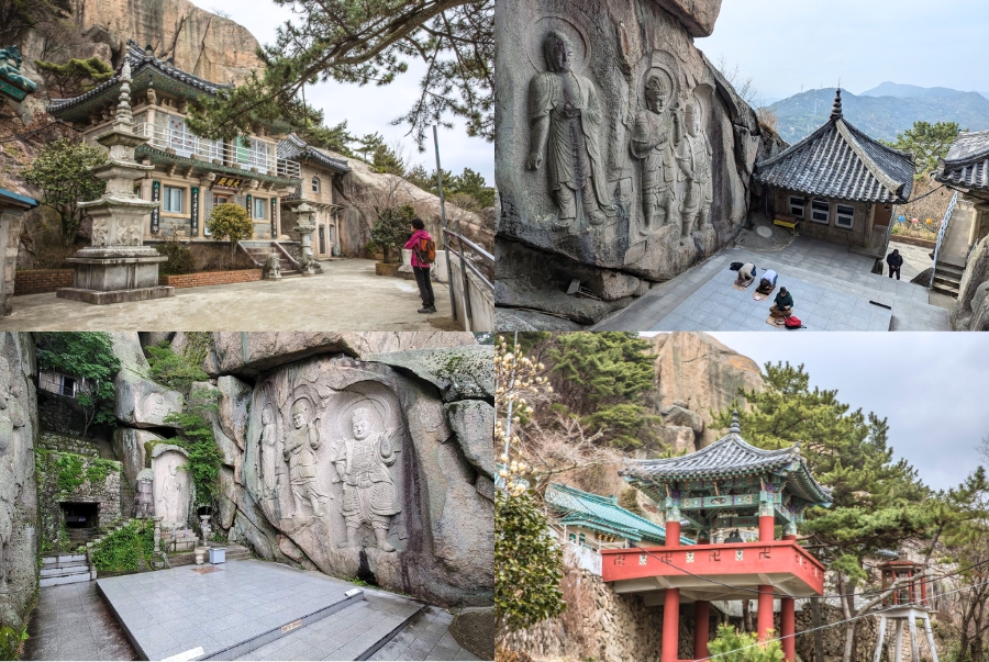 Điểm đặc biệt của chùa Seokbulsa là những bức tượng phật và phù điêu khổng lồ được khắc sâu vào các vách đá