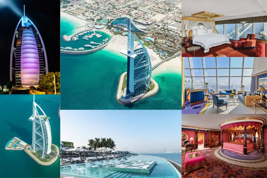 Burj Al Arab gây ấn tượng ngay từ cái nhìn đầu tiên với thiết kế hình cánh buồm vươn ra biển
