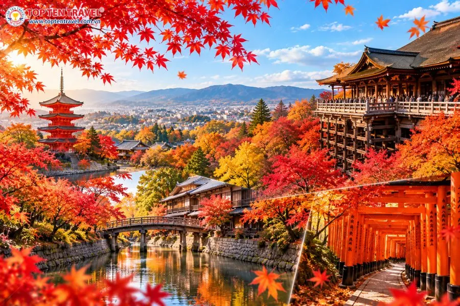 Kyoto khoác lên mình sắc đỏ, cam và vàng tuyệt đẹp vào mùa thu