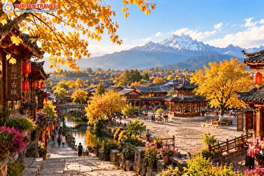 Vẻ đẹp bình yên vào mùa thu tại Thành Cổ Lệ Giang