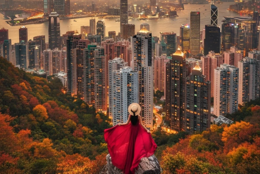 Mùa thu Hong Kong kéo dài từ tháng 9 đến hết tháng 11 với tiết trời vô cùng mát mẻ