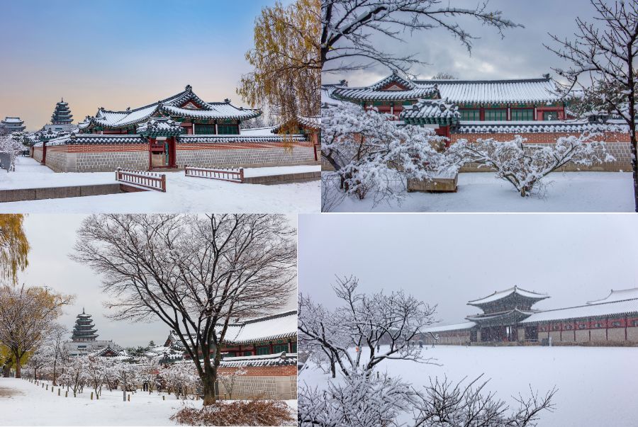 Vào dịp tết dương lịch, cung điện Gyeongbokgung hiện lên với vẻ đẹp cổ kính và trang nghiêm hiếm thấy.