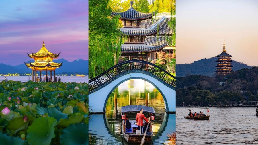 Hàng Châu nổi tiếng khắp thế giới với Tây Hồ thơ mộng, những ngọn núi xanh biếc bao quanh, và nền văn hóa truyền thống sâu sắc