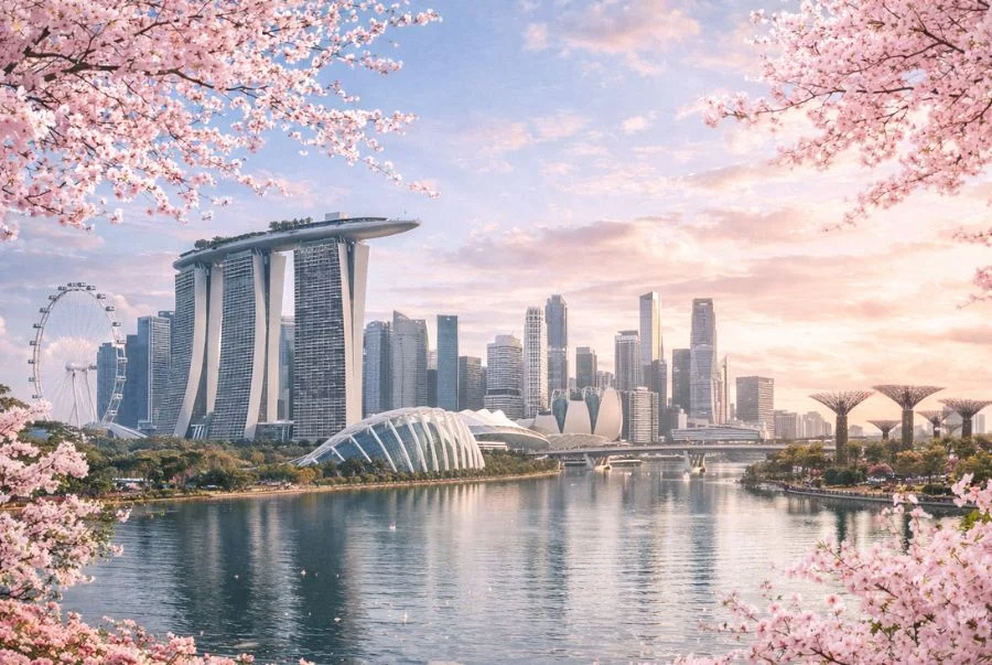 Singapore mùa xuân sở hữu khung cảnh bình yên kết hợp cùng thời tiết mát mẻ, dịu dàng