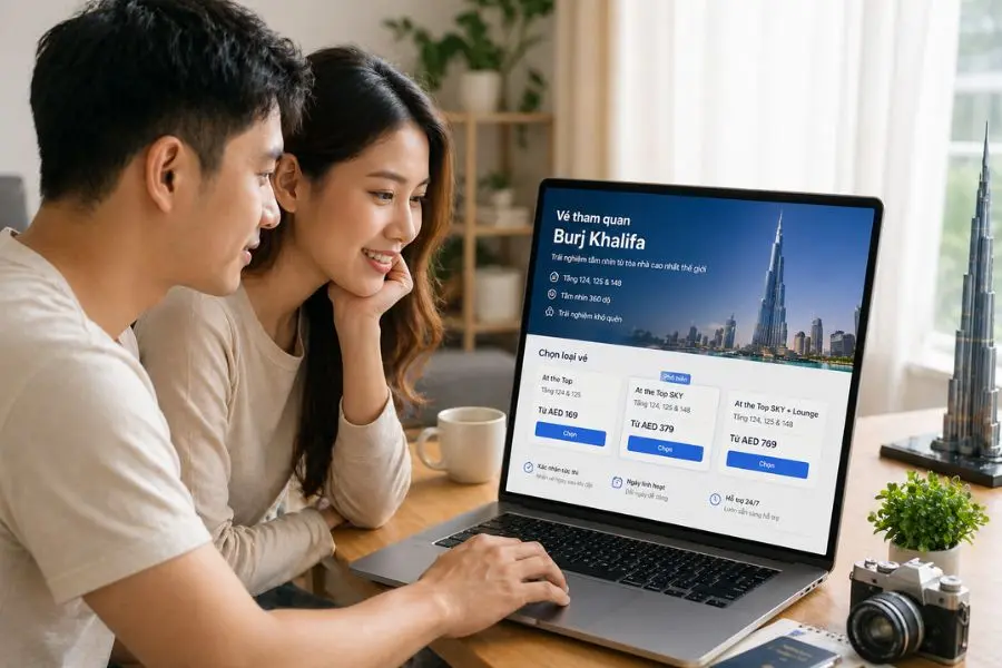 Trước khi bắt đầu tham quan Burj Khalifa, du khách hãy tìm hiểu và lựa chọn thời điểm tham quan, cũng như loại vé phù hợp