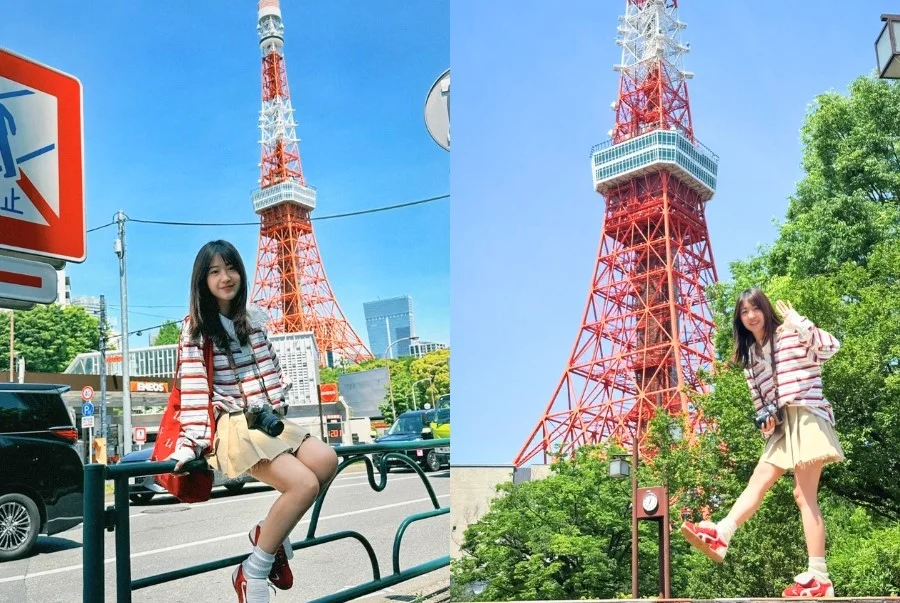 Du khách đến tham quan và check in cùng tháp Tokyo Nhật Bản