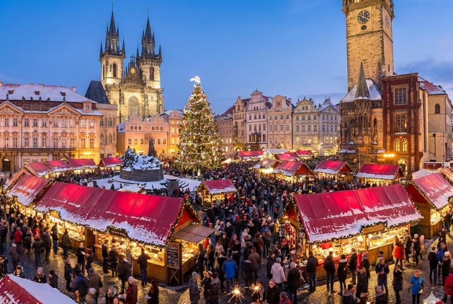 Lễ hội Giáng sinh tại Prague mở ra một khung cảnh mùa đông đẹp như cổ tích