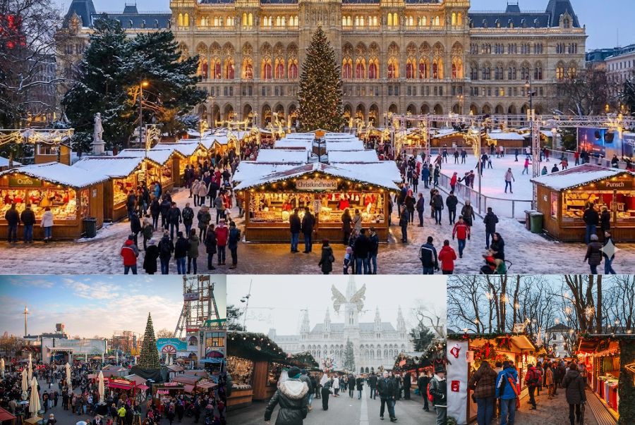 Chợ mùa đông tại Vienna thu hút lượng lớn khách du lịch Châu Âu tới tham quan và chiêm ngưỡng