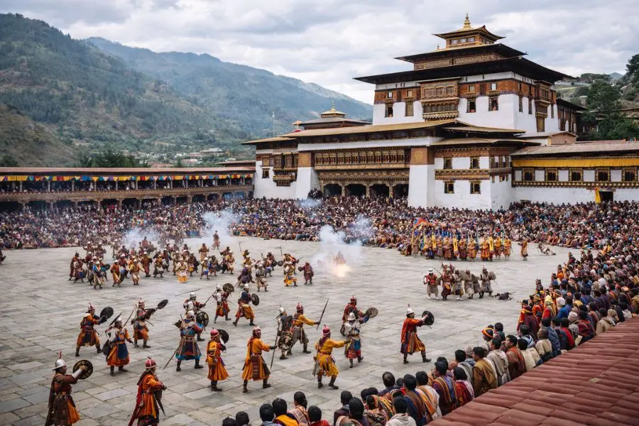 Punakha Drubchen thu hút sự tham gia của đông đảo người dân Bhutan cũng như khách du lịch