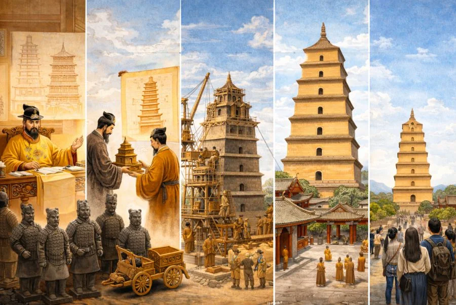 Tháp Đại Nhạn được xây dựng vào năm 652 tại khuôn viên chùa Đại Từ Ân