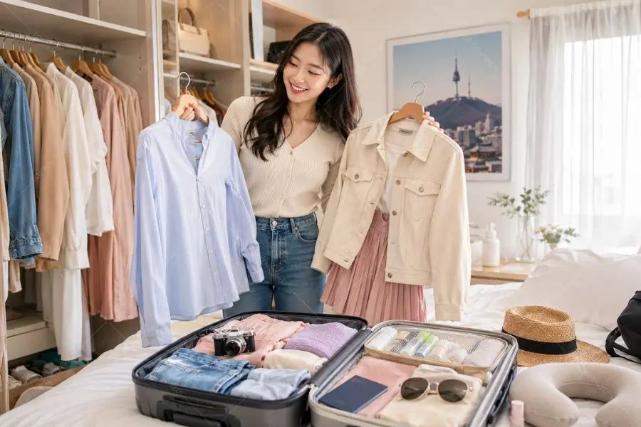 Việc lựa chọn trang phục phù hợp sẽ giúp bạn có được những tấm hình xinh xắn trong hành trình du lịch Hàn Quốc