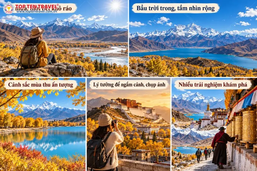 Thời tiết thuận lợi, cảnh quan ấn tượng và nhiều trải nghiệm văn hóa khiến mùa thu Tây Tạng được nhiều người yêu thích