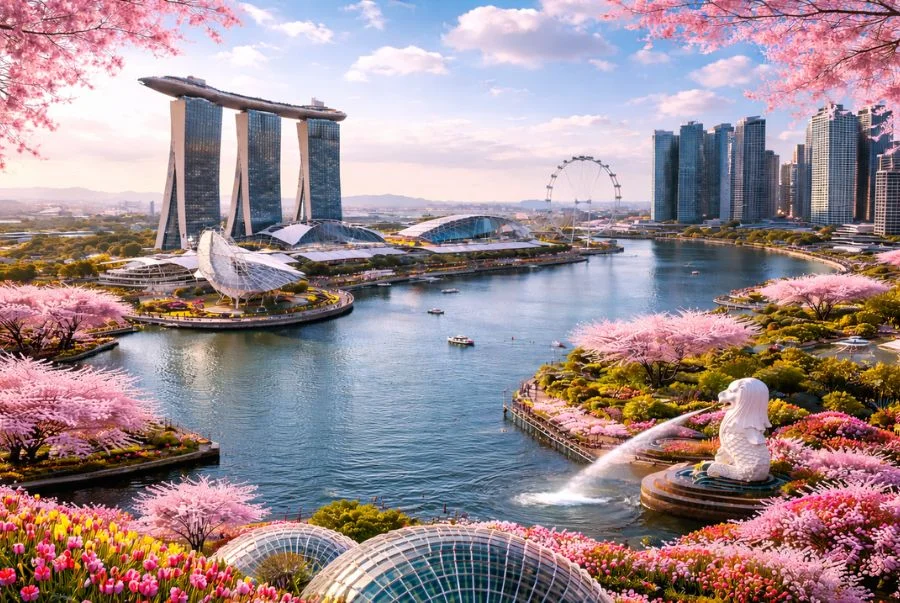 Toàn cảnh vẻ đẹp rực rỡ của Marina Bay mùa xuân 